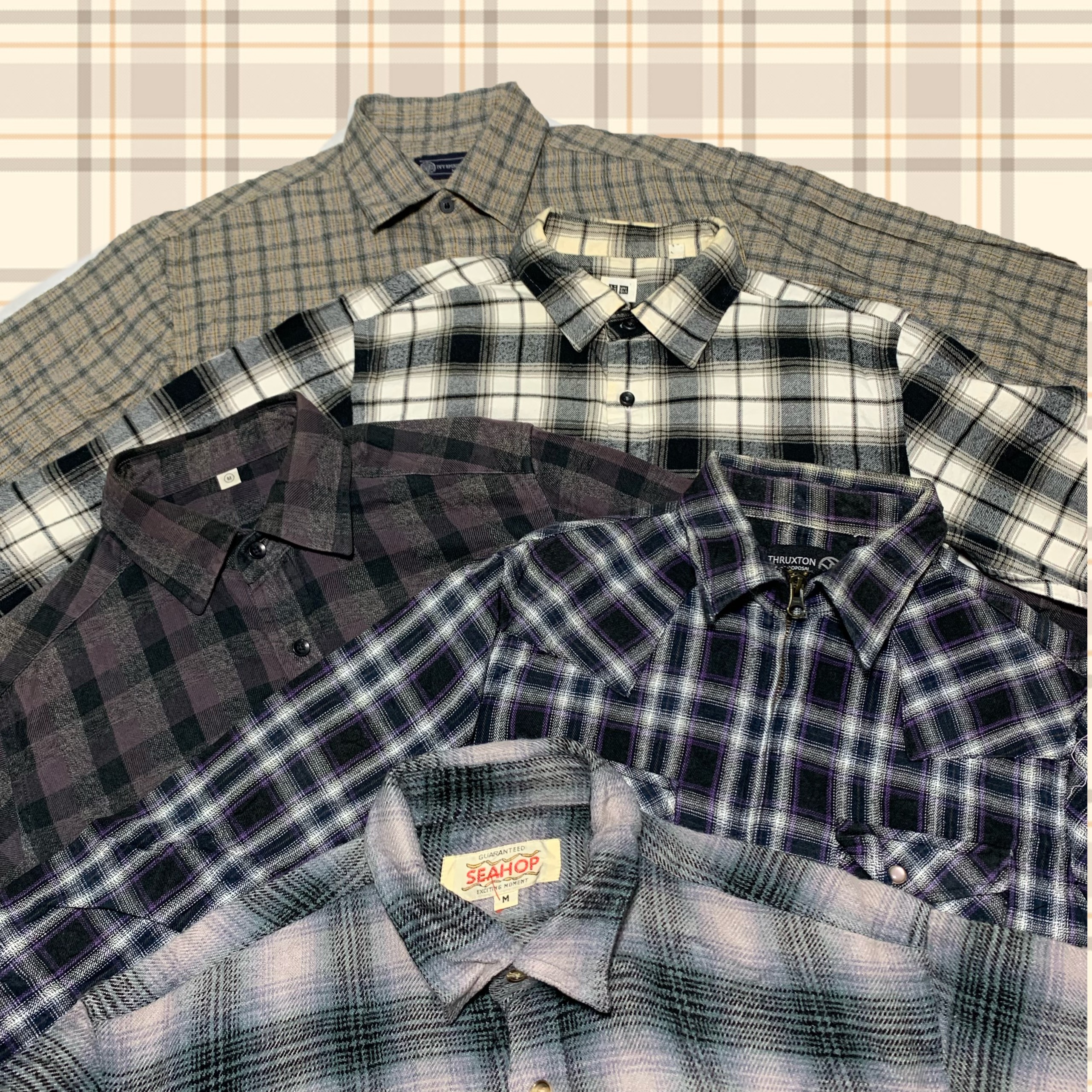 Combo 2 áo sơ mi caro sọc caro flannel 2hand 🛍freeship + quà