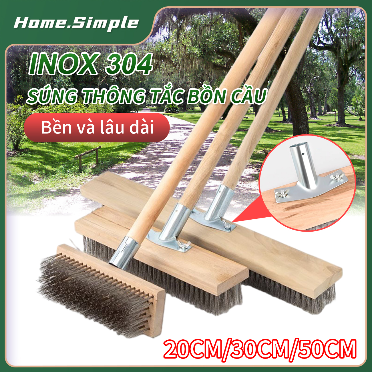 Chổi sắt mạ đồng chà cọ rong rêu ố vàng sàn nhà sân vườn bể bơi （20cm 30cm 50cm）