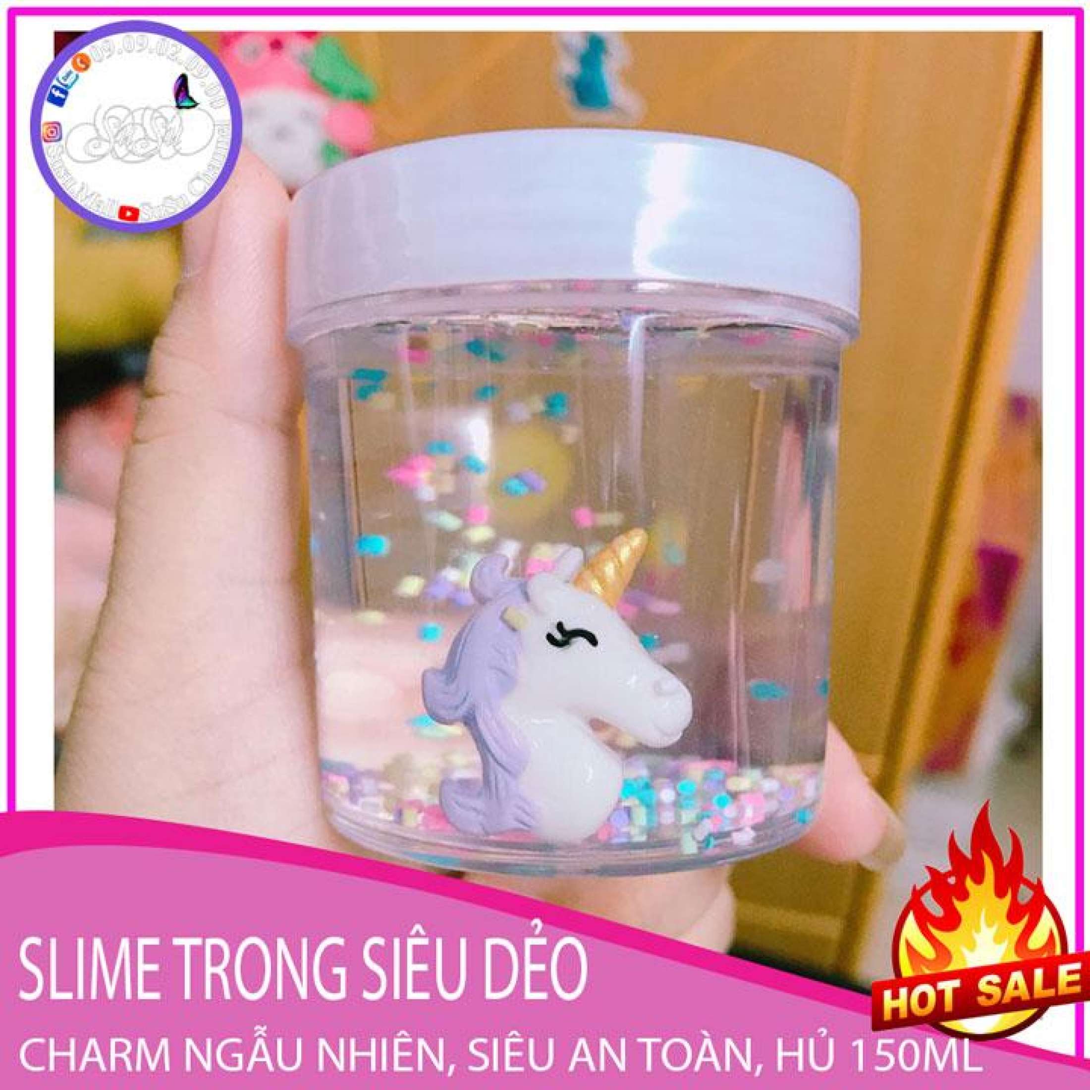 Slime trong trang trí charm ngẫu nhiên hủ 150ml đã được kiểm định an toàn charm ngẫu nhiên slime siêu dẻo được tặng kèm borax nếu mua combo