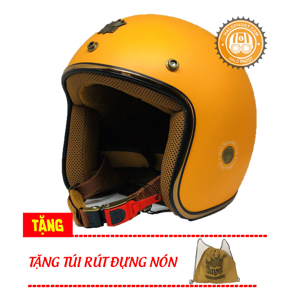 Nón bảo hiểm 3/4 Royal M20C Luxury vàng nhám (Lót tháo rời) (Bảo hành trọn đời)