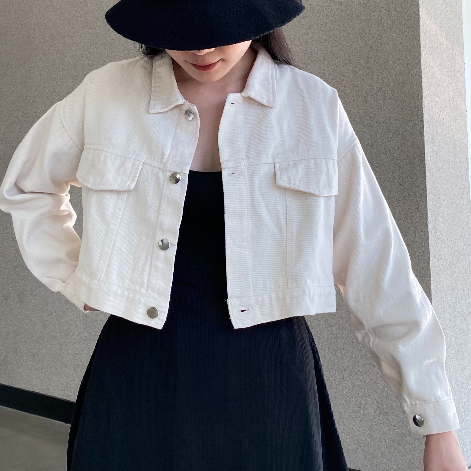 Áo khoác jean nữ croptop Swing79 áo khoác croptop dài tay form cứng dành cho nữ