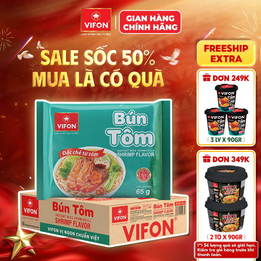 Thùng 30 gói/ set 5 gói bún tôm vifon 65g