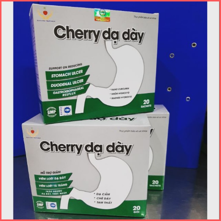 [HCM]Thuốc dạ dày Cherry bảo vệ niêm mạc dạ dày thuốc giảm đau bao tử tá tràng do viêm loét (hộp 20 gói date 2022)