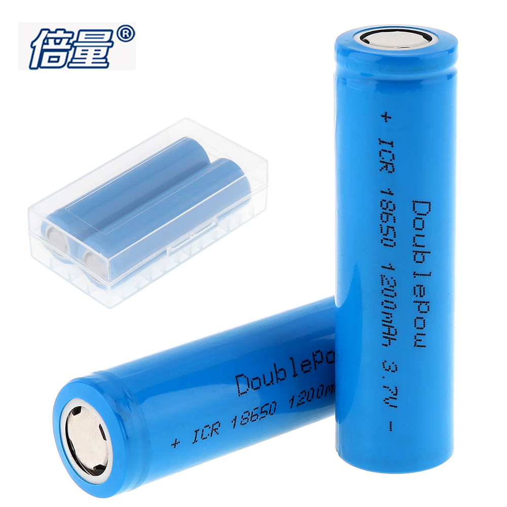 Bộ 2 Pin sạc Doublepow 18650 3.7V 1200mAh loại đầu cực dương phẳng (flat top)