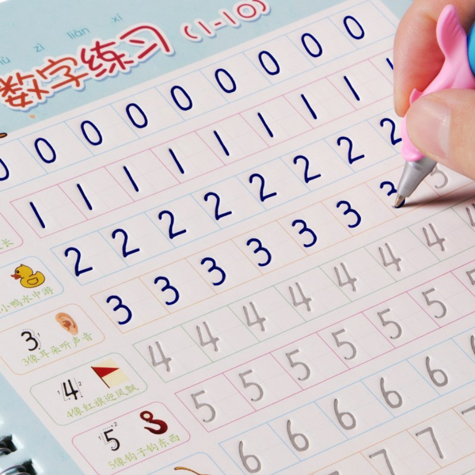 Set 3 quyển sách tập tô tự bay màu mực sau 10p ( Tặng kèm bút + miếng đệm bút )