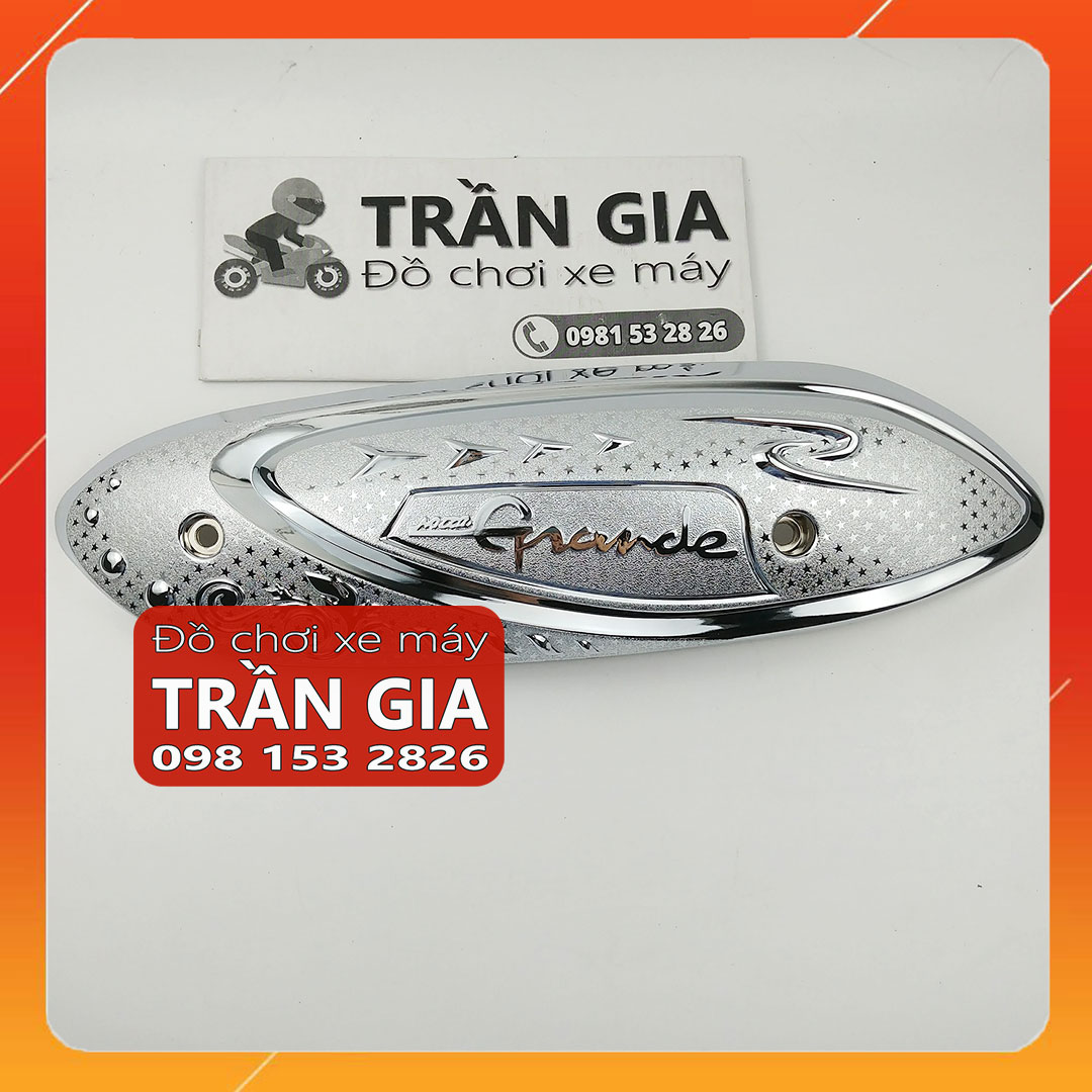 Ốp pô xe Nozza GRANDE năm 2023 2024 đời mới nhất chụp che bô xi inox crom - phụ kiện trang trí Yamaha