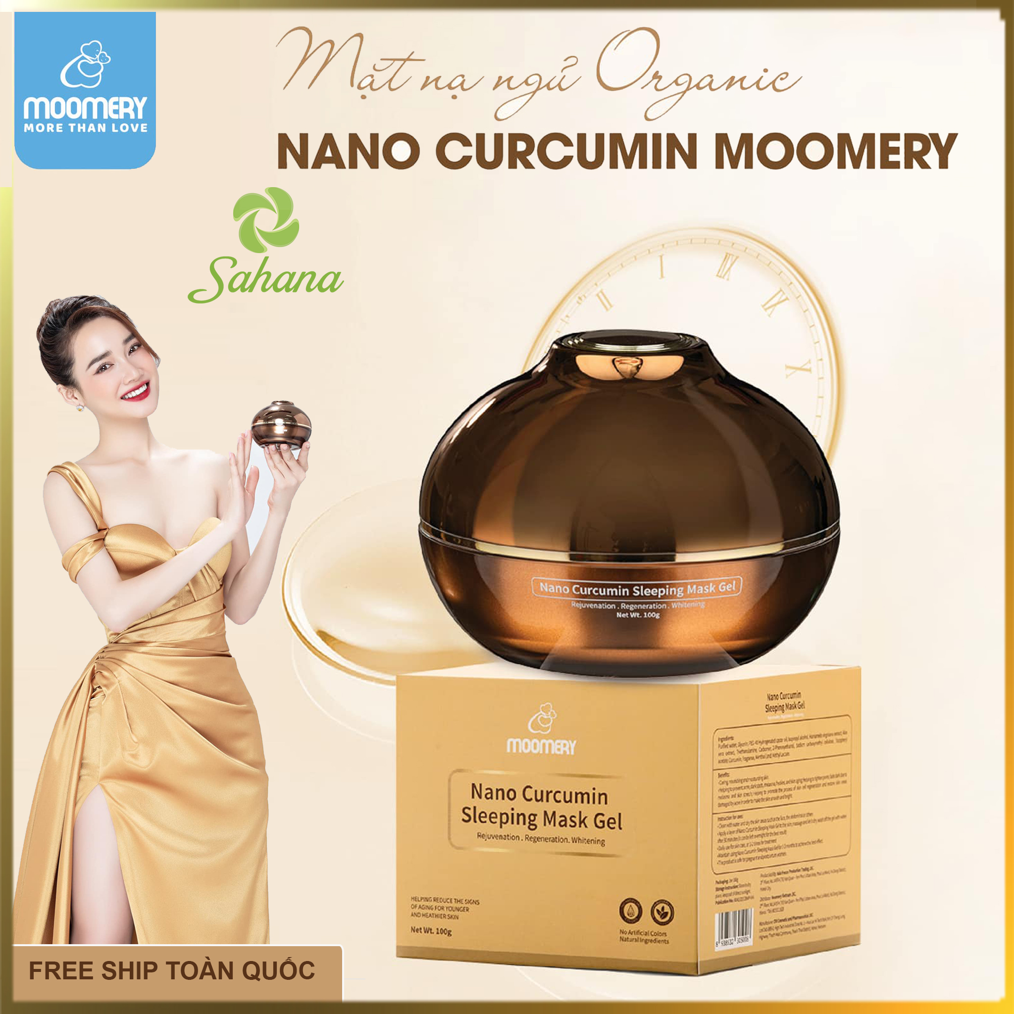 [CHÍNH HÃNG] GEL MẶT NẠ NGỦ NGHỆ NANO MOOMERY NHÃ PHƯƠNG, Sahana Beauty, tái tạo và phục hồi làn da nhạy cảm cho mẹ bầu và chị em