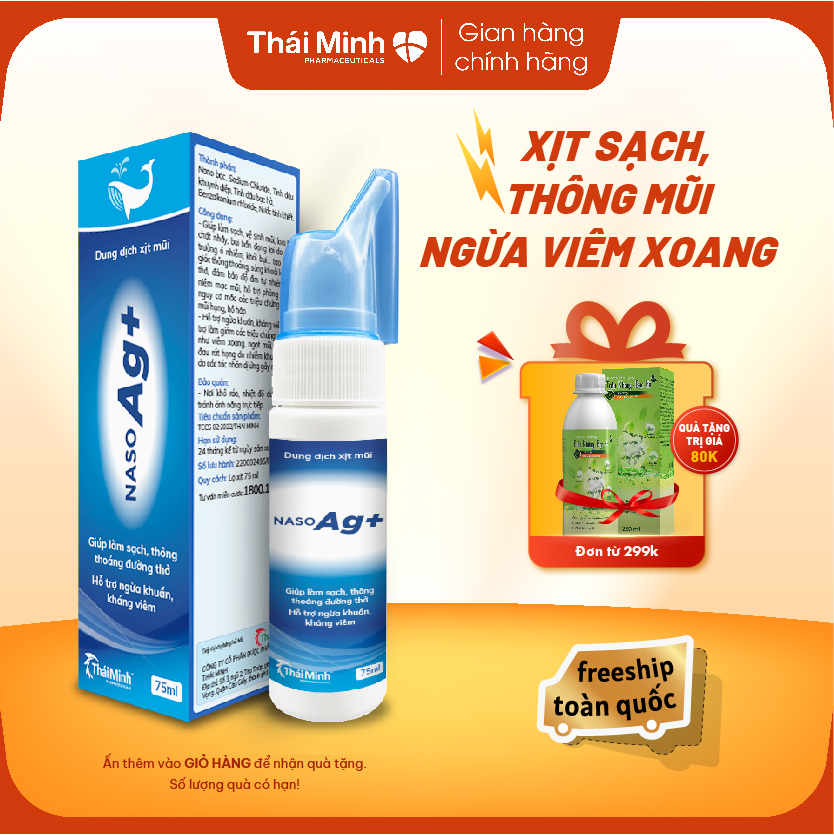 Dung Dịch Xịt Mũi NasoAg+ Thái Minh - Làm Sạch Mũi