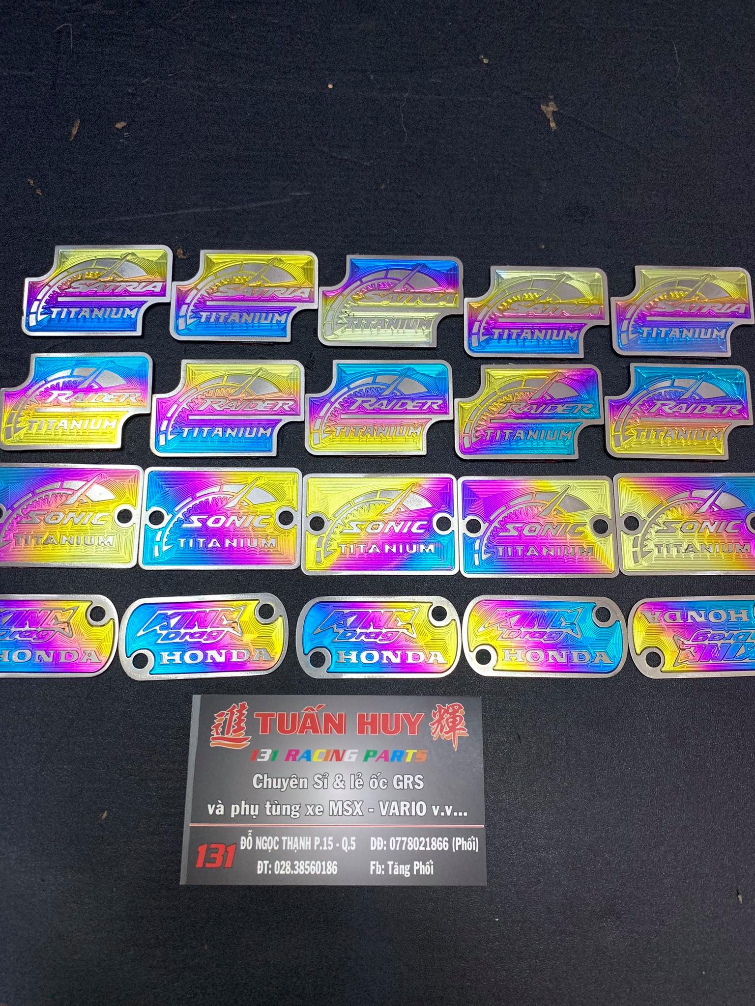 Tem nắp dầu Titan cho Vario160-150 Ex150 Sonic Satria Raider Wave Dream Honda Yamaha Suzuki