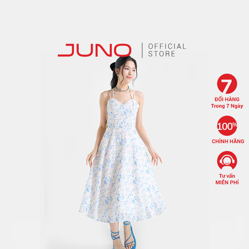 Đầm midi nữ thời trang juno xoè 2 dây jndlu059
