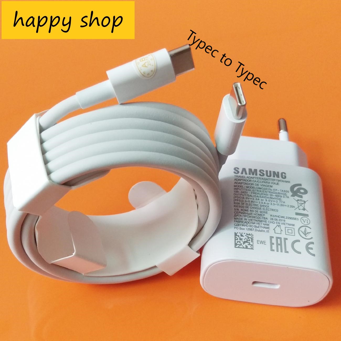 ( Củ Rời , Cáp Rời ) - Bộ Sạc Siêu Nhanh 25w , Củ + Cáp Adaptor 25W + Cable chuẩn C to C Dùng Cho Samsung - Bảo Hành 12 Tháng Đổi Mới. Happy Shop