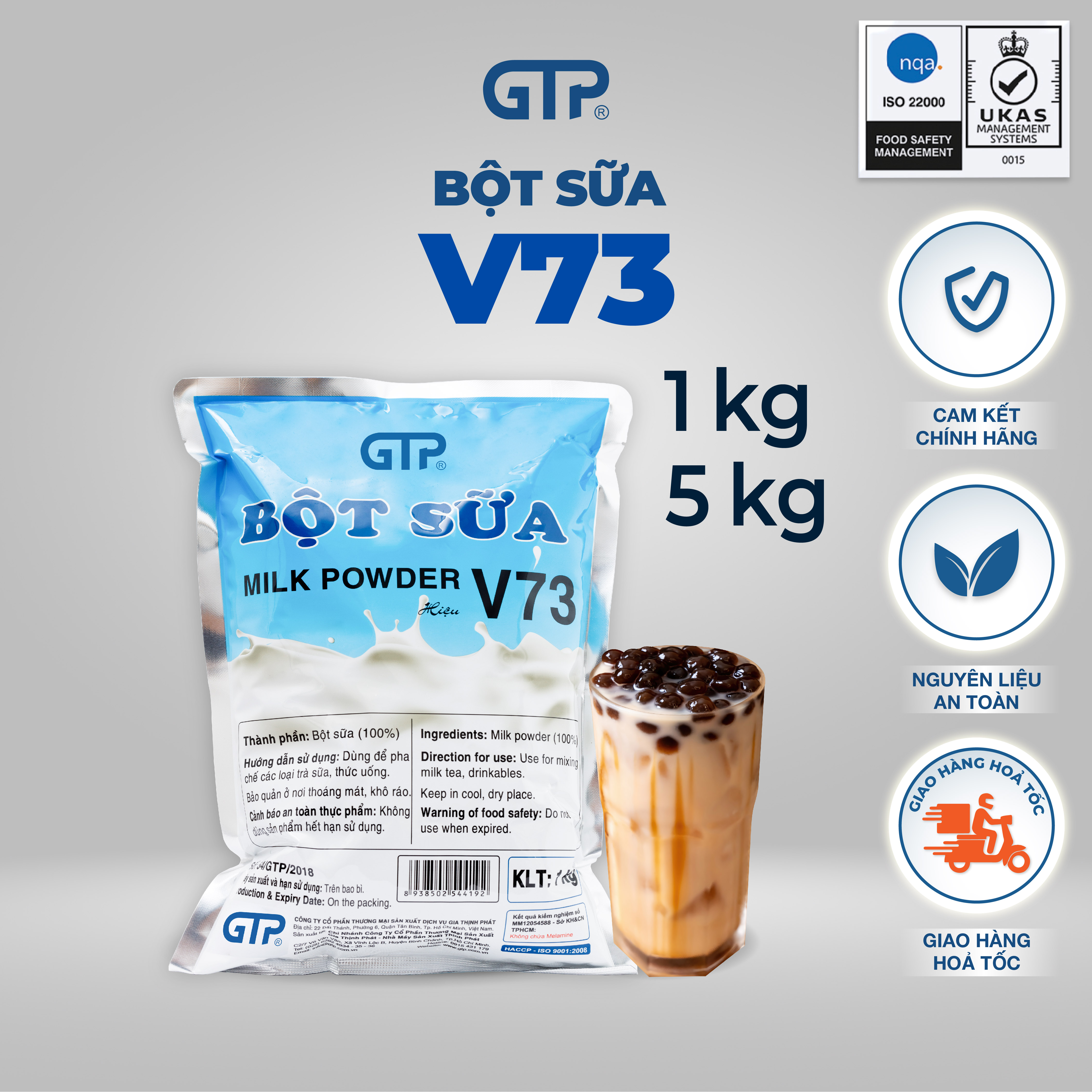 Bột Béo Pha Trà Sữa GTP V73 1Kg Sữa Bột Béo Nấu Trà Sữa Nguyên Liệu Làm