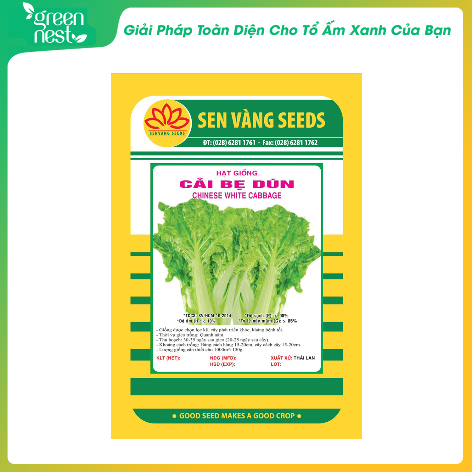 Hạt giống cải bẹ dún sen vàng - trồng quanh năm, cây phát triển khoẻ, kháng bệnh tốt, lá xanh
