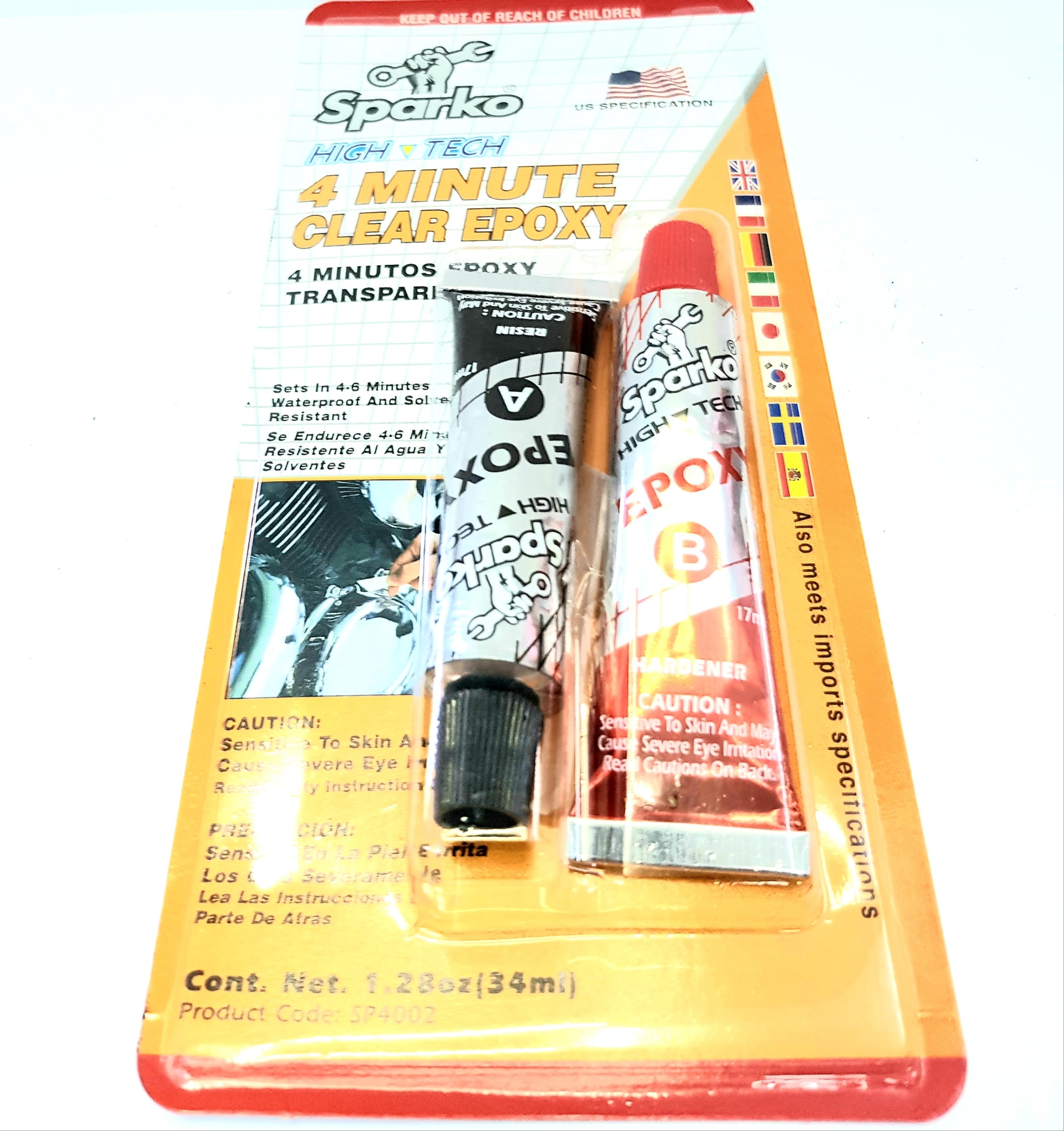 Keo ab sparko 4 minute clear epoxy 2 thành phần 17mlx2