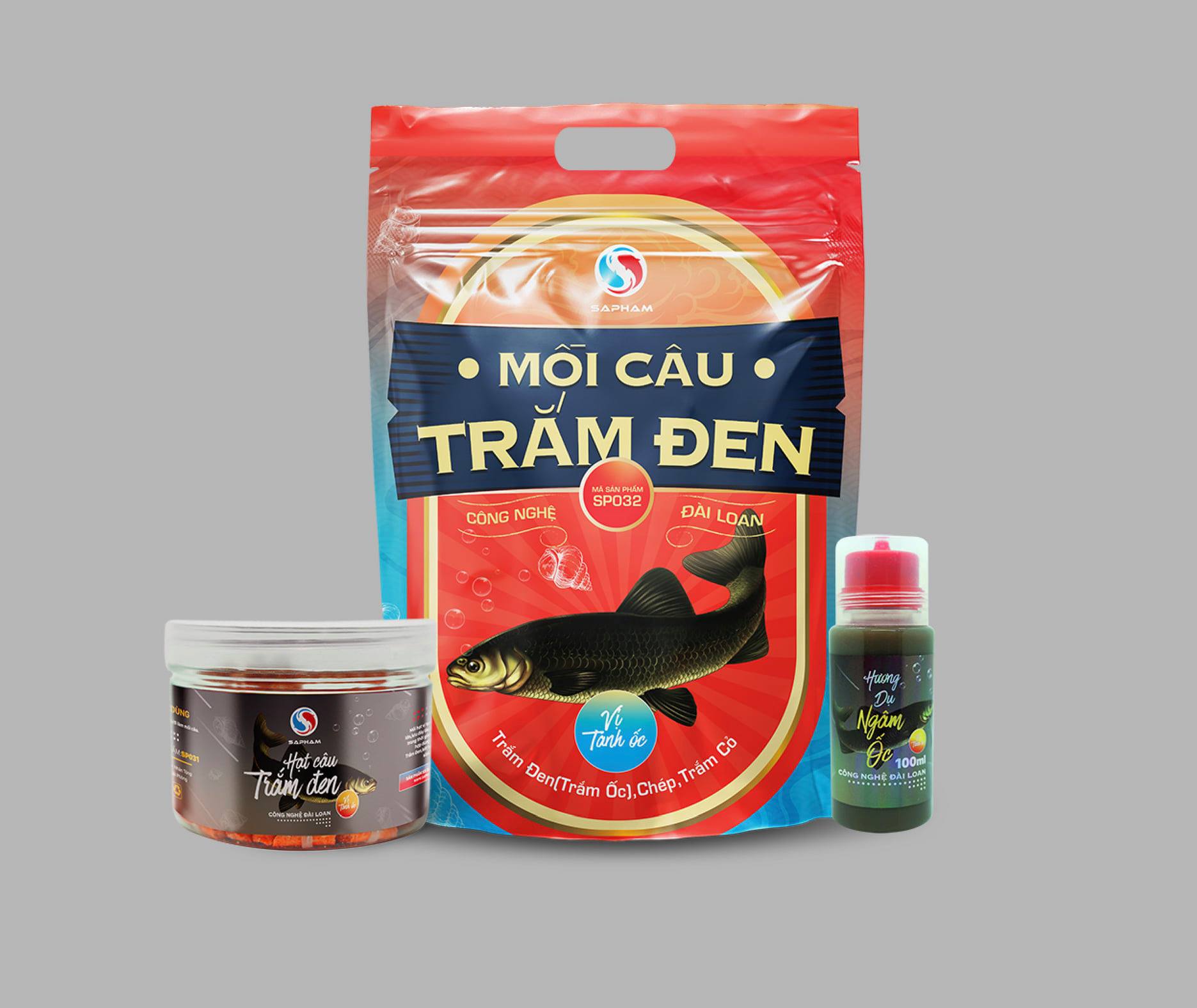 Bộ mồi câu Trắm Đen Sa Phạm - Vị Tanh Ốc - Sapham Fishing