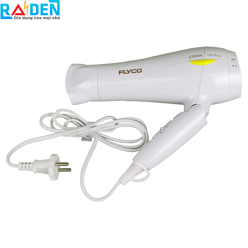 Máy sấy tóc 2200W Flyco FH1610VN có thể gấp gọn mang đi, có chế độ sấy mát cho tóc yếu dễ hư tổn