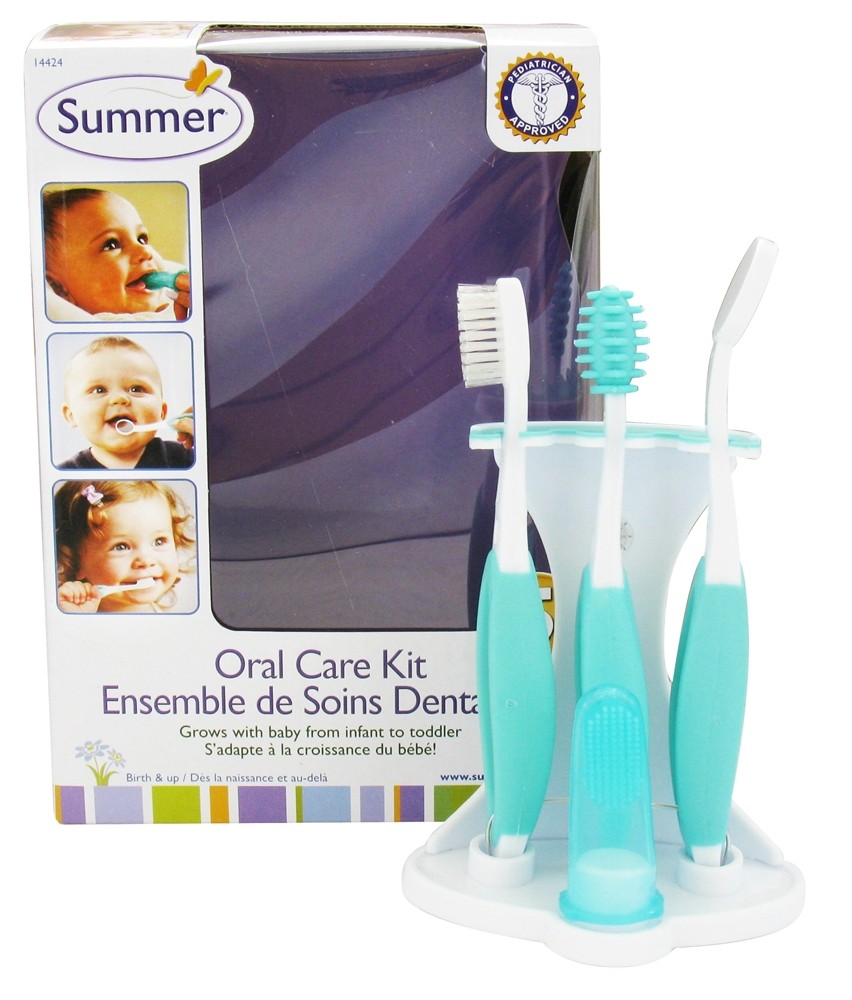 Bộ chăm sóc răng miệng 3 giai đoạn Summer cho bé/ bàn chải đánh răng cho bé từ 6 tháng/ Rơ miệng cho bé