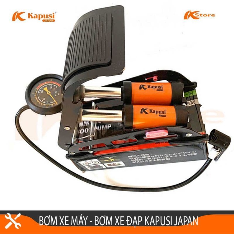 ( Bảo Hành 1 Năm) bơm xe đạp chân 2 ống kapusi nhật bản bơm xe đạp bơm xe máy bơm lốp ô tô