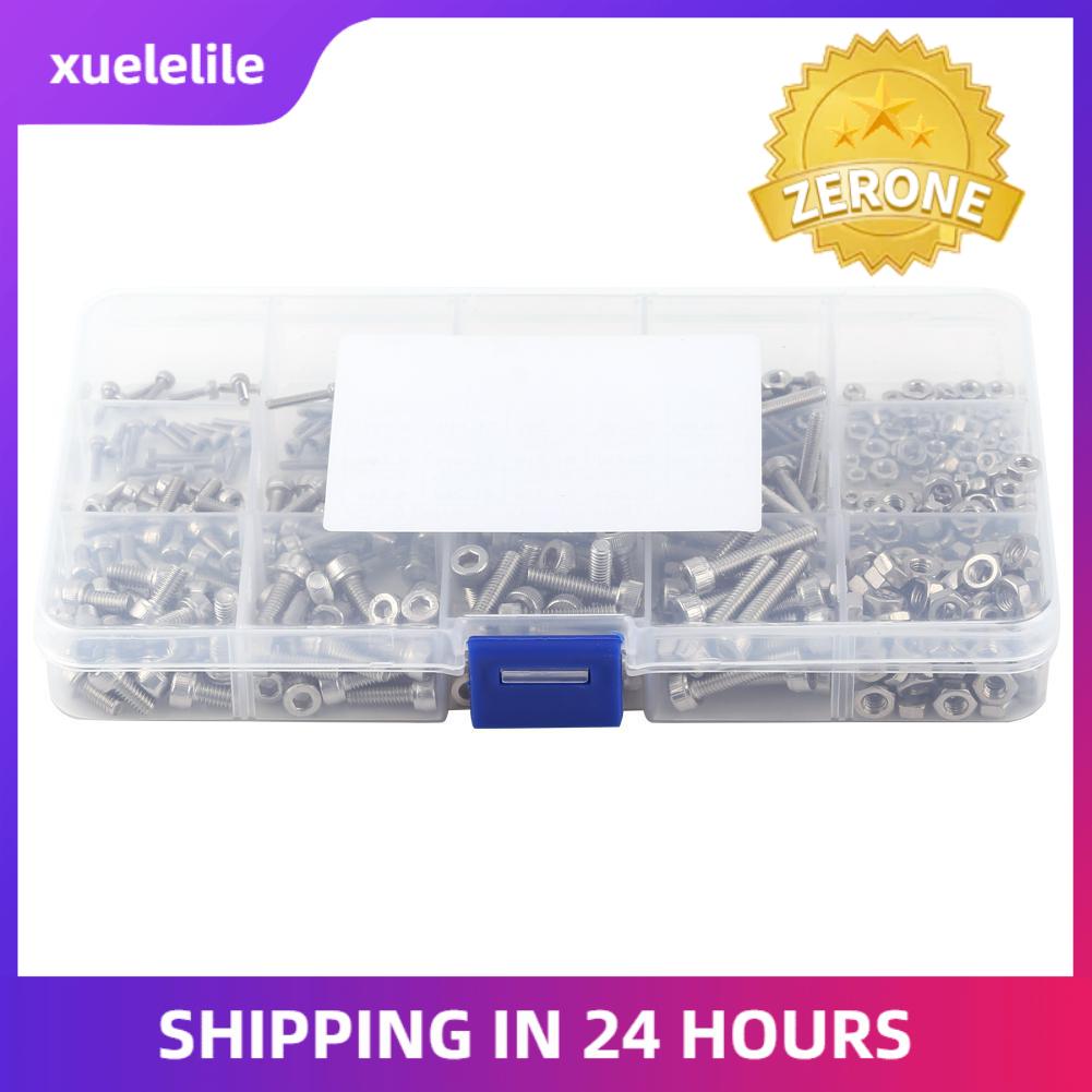 480 cái m2 m3 m4 thép không gỉ ss304 hex ổ cắm đầu vít và nuts assrotment set