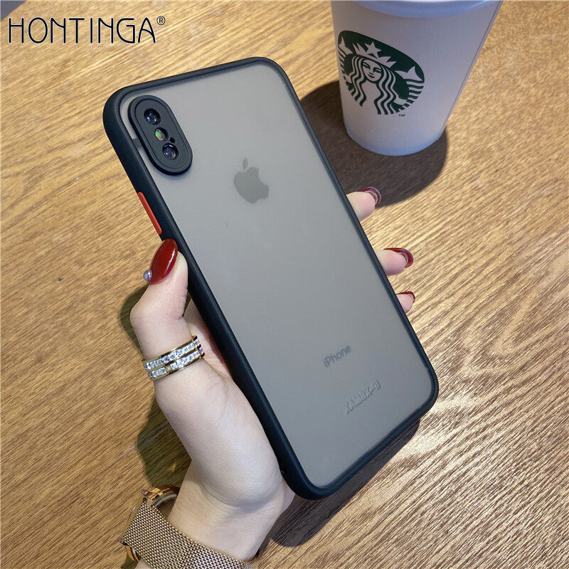 Hontinga Casing For Apple iphone X XR Xs Xs Max Case Luxury Protective Hard Cases Clear Hybrid Simple Matte Bumper Case Phone Case Back Cover Armor Cover Transparent Shockproof casing Phone Case Softcase