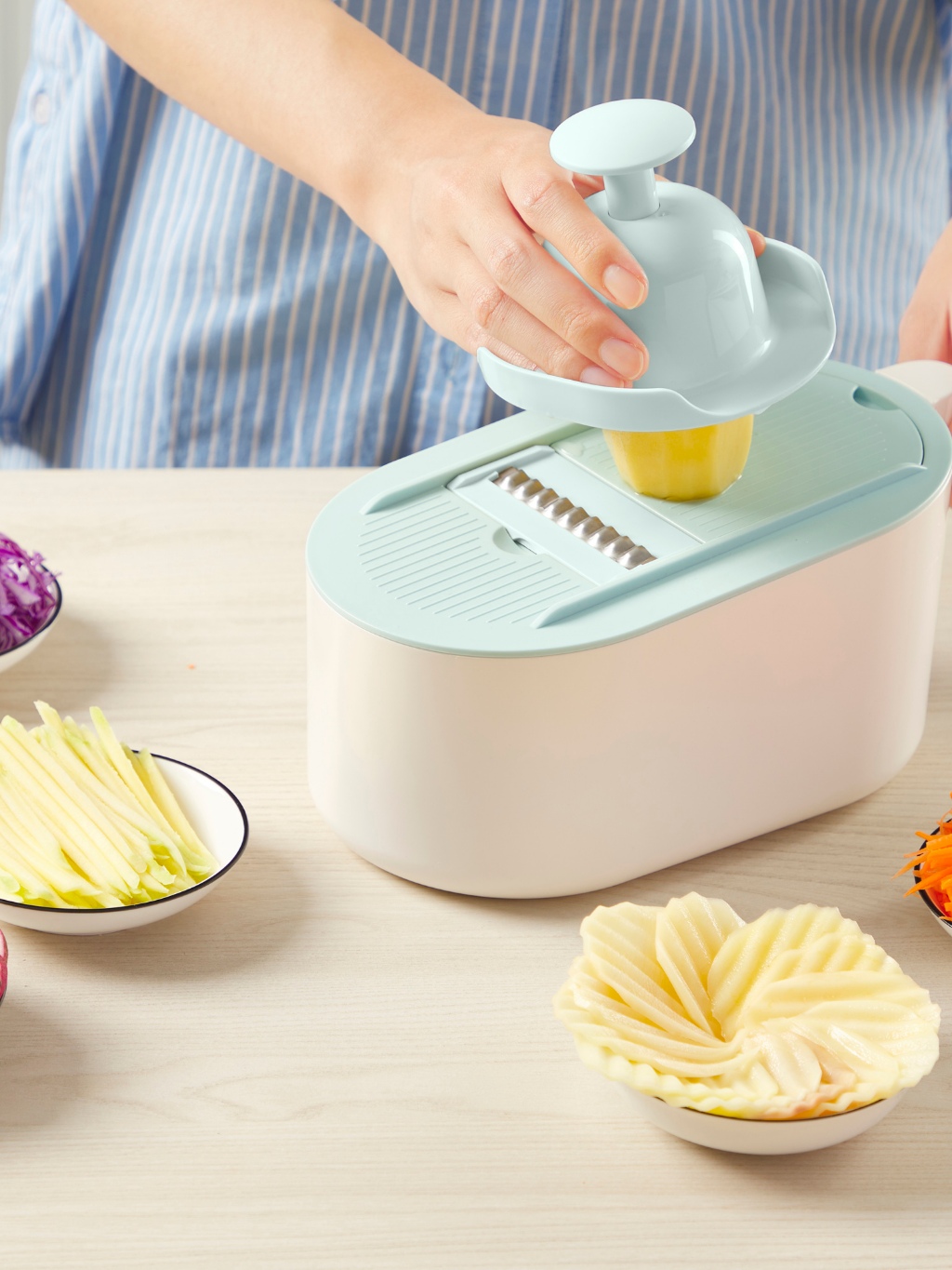 Bộ dụng cụ nạo rau củ inochi. Thiết kế 6 lưỡi dao linh hoạt đa năng. Khay rửa tiện dụng. đồ bào rau củ cao cấp