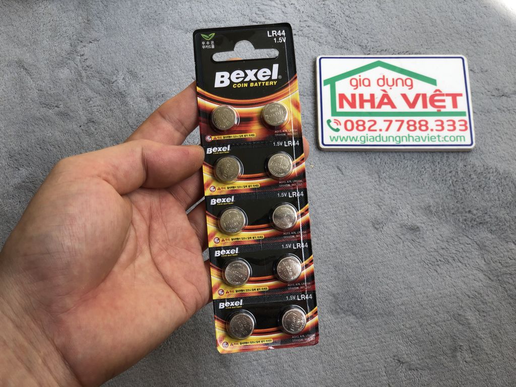 Vỉ 10 pin cúc áo Bexel LR44 AG13 Alkaline coin battery 1.5V Hàn Quốc