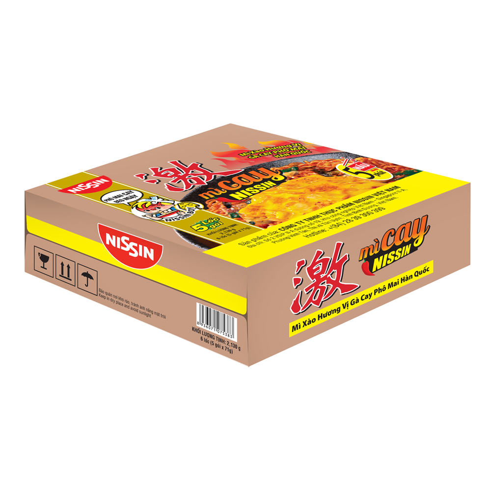 Thùng 30 gói Mì Cay Nissin hương vị Gà Cay Phô Mai Hàn Quốc 72gr/gói