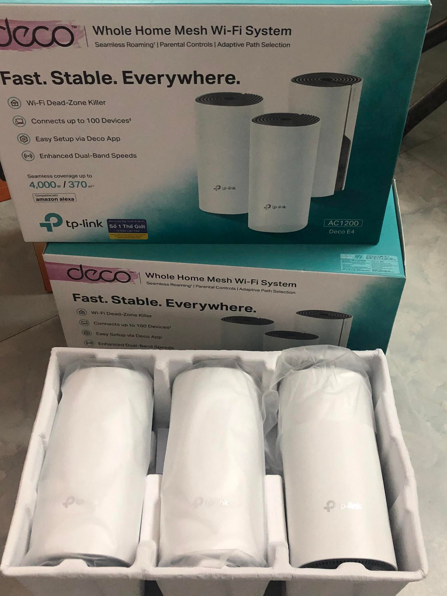 Bộ phát Wifi Mesh băng tần kép TP-Link Deco E4 chính hãng