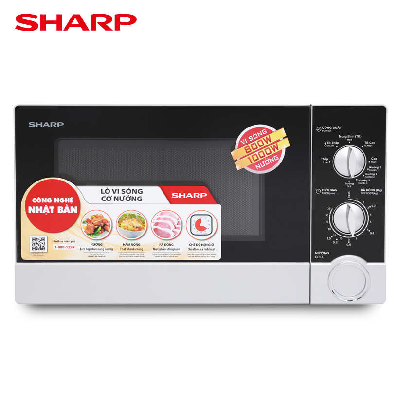 (CHỈ GIAO HCM) Lò vi sóng Sharp R-G302VN-S - Dung tích 23 lít, Công suất vi sóng 800W, Công suất nướng 1000W