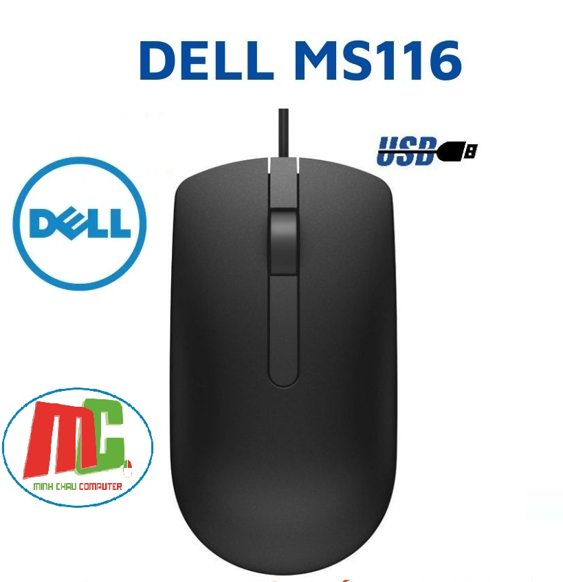 Chuột Máy Tính Có Dây Dell MS116 - Hàng Chính Hãng FPT Bảo Hành 12 Tháng