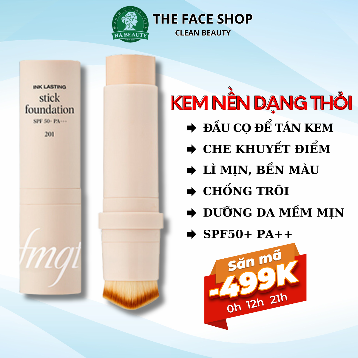  Kem nền trang điểm dạng thỏi Lâu trôi THE FACE SHOP fmgt ink lasting stick foundation 15g 