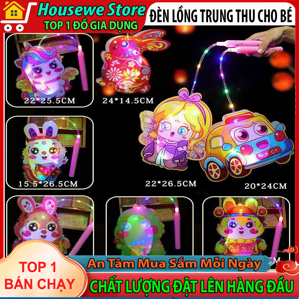 Đèn lồng trung thu hình con vật phát sáng, Lồng đèn hot trend đáng yêu nhiều màu sắc cho bé, Lồng đèn trung thu cho bé hình thú ngộ nghĩnh