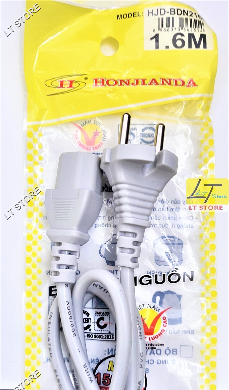 Dây nguồn 2 chấu dài 1.6M dùng Máy tính, máy in, nồi cơm điện loại tốt Honjianda