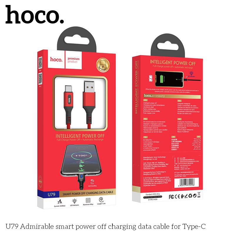 Cáp sạc hoco u79 chân type c/lightning - 1.2m