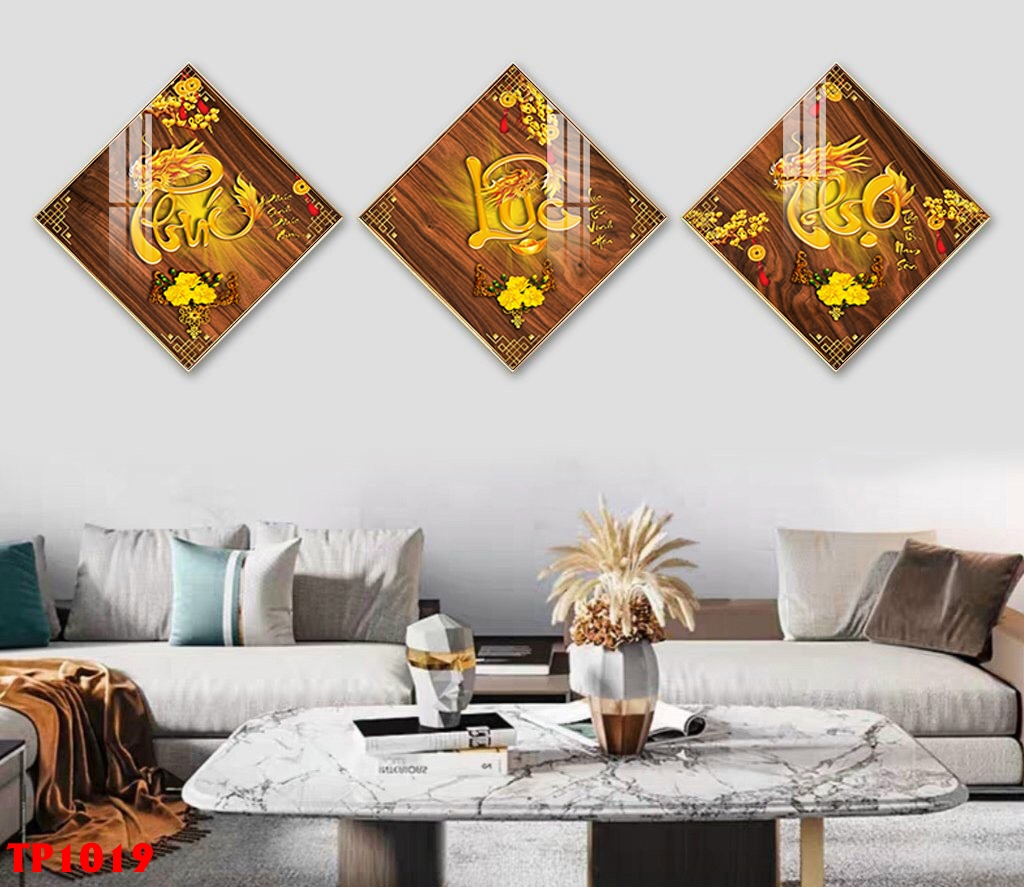 Tranh tráng gương treo tường phúc lộc thọ gm1256 -