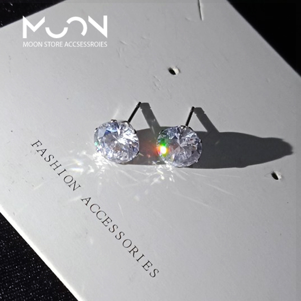 Bông tai nữ nụ đá cz sáng lấp lánh loại 8mm đơn giản dễ thương to nổi bật rẻ đẹp khuyến mãi