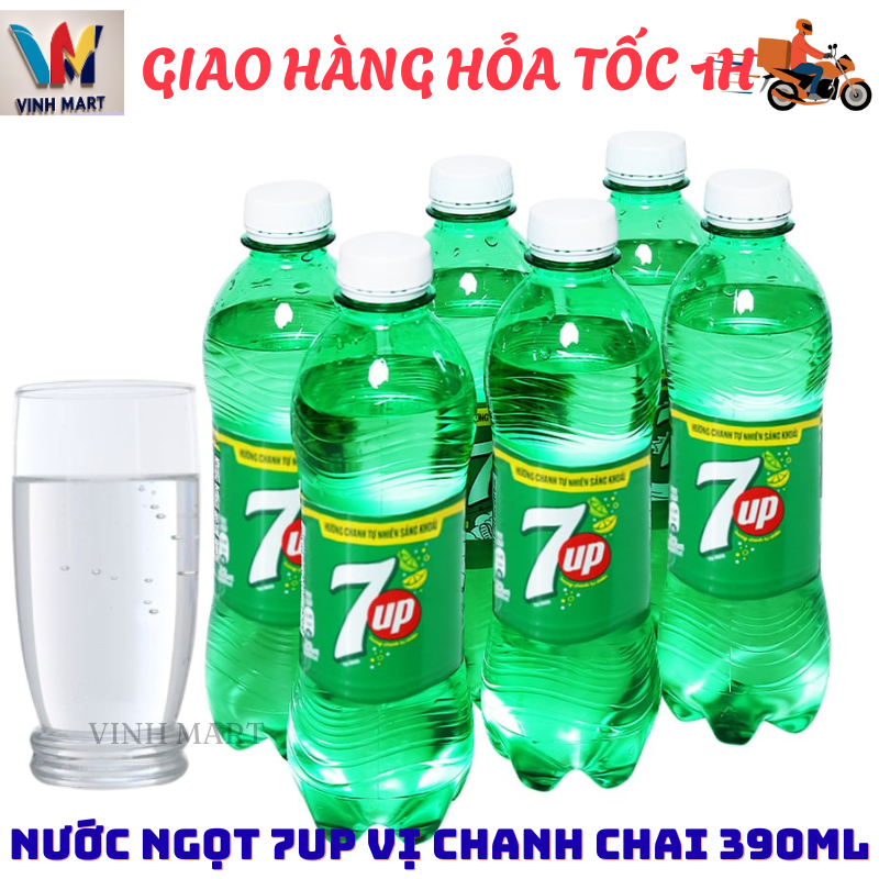 7UP Nước Ngọt Có Ga Vị Chanh Lốc 6 Chai 390 Ml