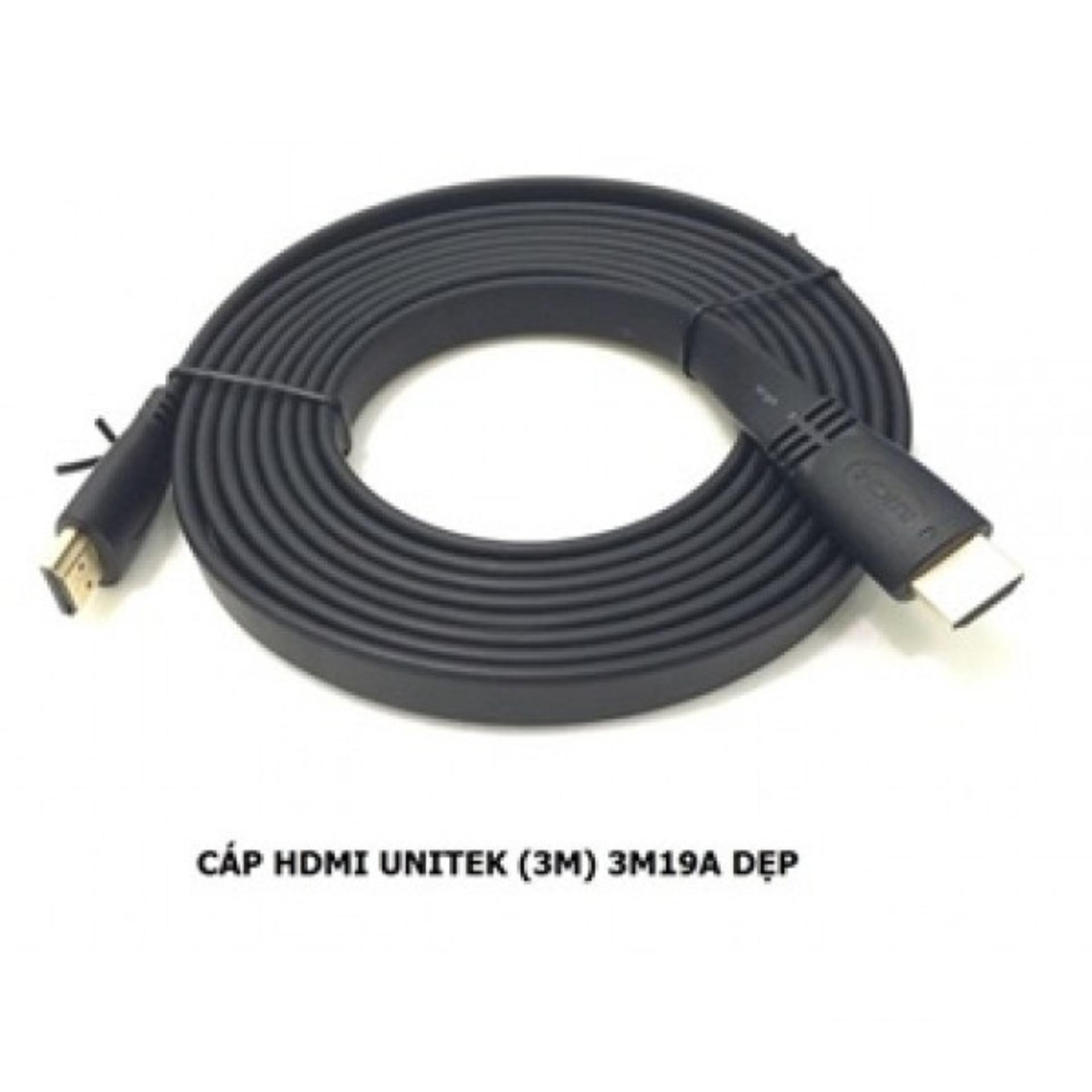 Cáp HDMI Unitek 3M19A loại dẹp dài 3m hỗ trợ 3D (Đen) - Hãng phân phối chính thức - Nhất Tín Computer