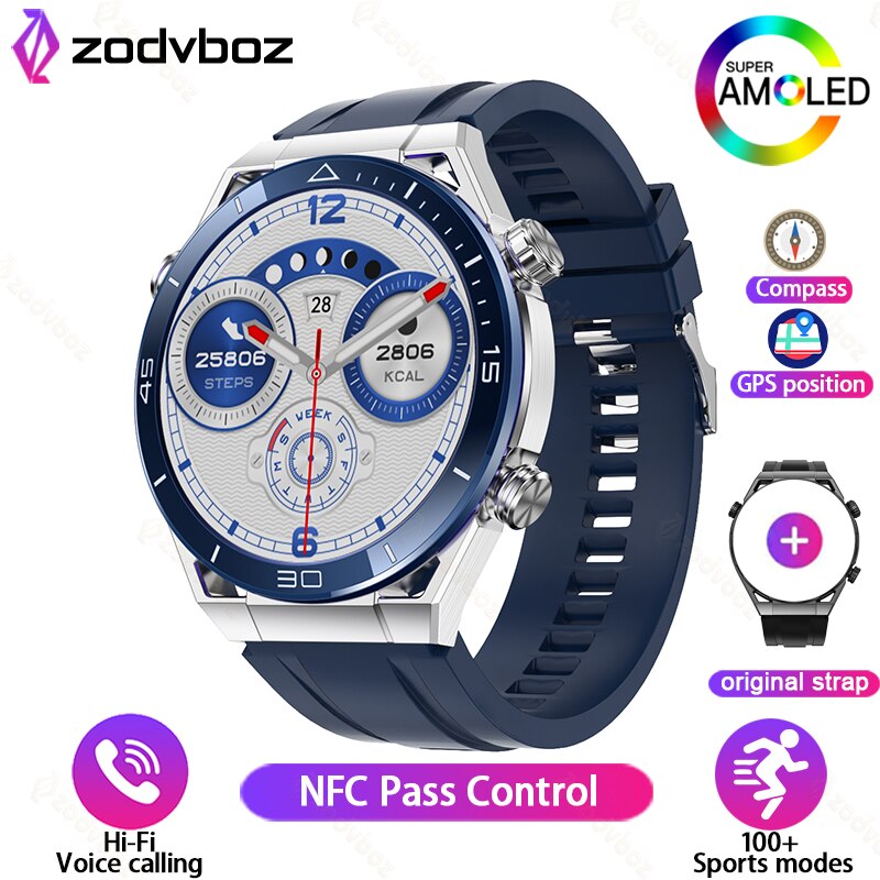 New WATCH Ultimate 1.5 Inch HD Large Display Voice Calling NFC ECG Smart Watch Men Compass IP68 Waterproof Smartwatch For Huawei