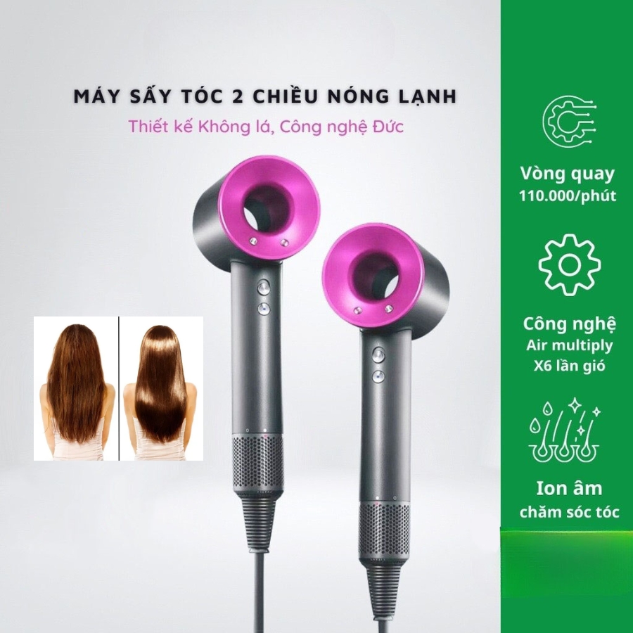 Máy Sấy Tóc Đa Năng Thế Hệ 5 Sấy Khô Nhanh Tốc Độ Cao Bức Xạ Thấp Công Suất 1600W Không Cánh Quạt