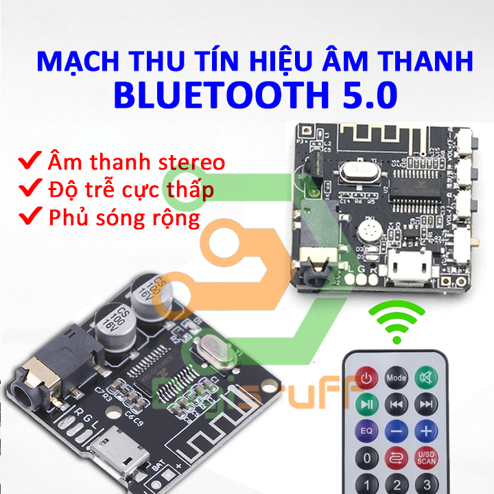 Mạch Bluetooth 5.0 thu tín hiệu và giải mã âm thanh stereo dùng chế loa bluetooth hoặc amply bluetooth