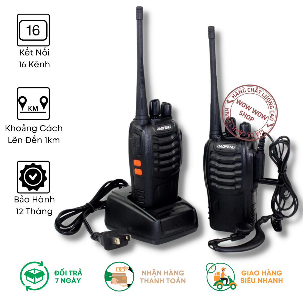 Bộ đàm baofeng bf-888s 1 bộ 2 cái kết nối ko giới hạn