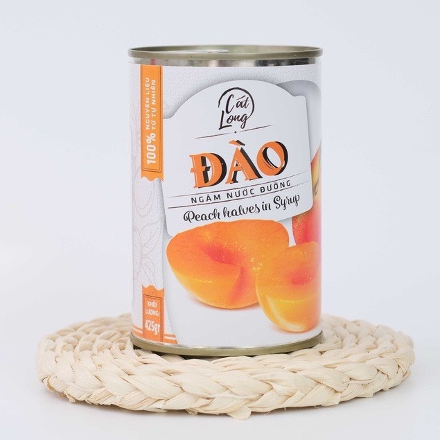 Đào ngâm nước đường cát long asia home lon 425g/ 565g