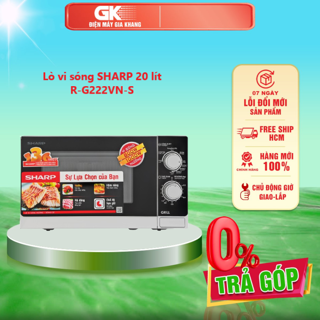 Lò vi sóng sharp 20 lít r-g222vn-s - giao toàn quốc - freeship hcm
