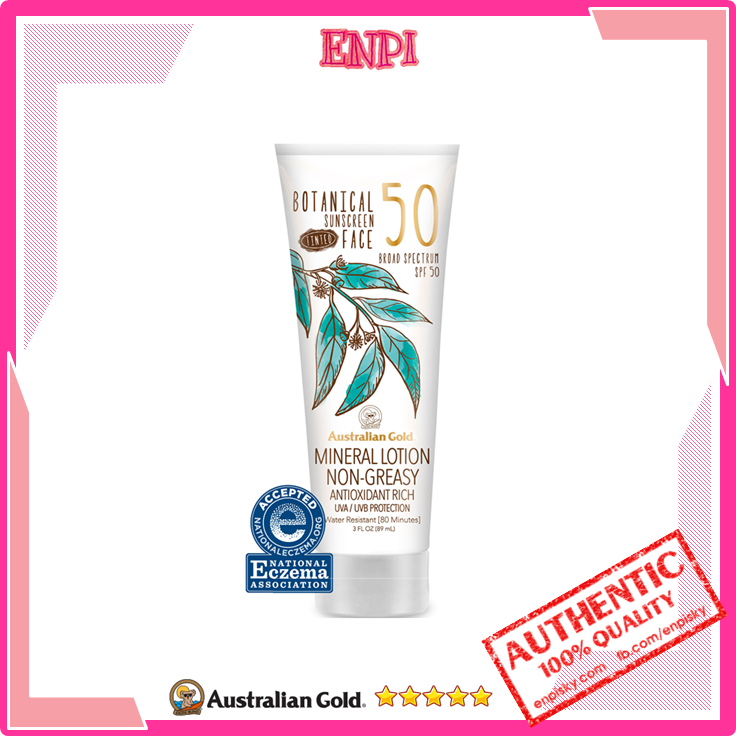 KCN kiềm dầu Australian Gold Botanical SPF 50 Tinted Face Sunscreen Lotion