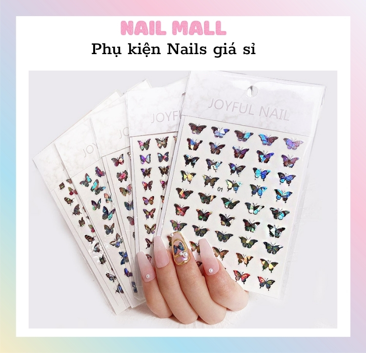 Sticker Bướm Hologram Dán Móng Nail nhiều mẫu HZ8184