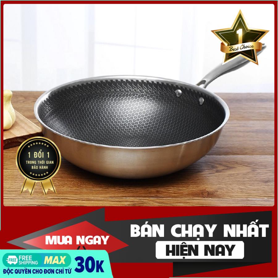 (DỤNG CỤ NHÀ BẾP) Chảo, chảo chống dính, chảo lòng sâu, chảo tổ ong lòng sau, chảo xào + TẶNG KÈM 3 THÌA INOX (CHỌN PHÂN LOẠI)
