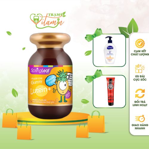Viên nhai Kẹo dẻo bổ mắt cho bé giúp phát triển thị lực SpringLeaf Gummy Lutein+ Pineapple Mango 150g 120 viên