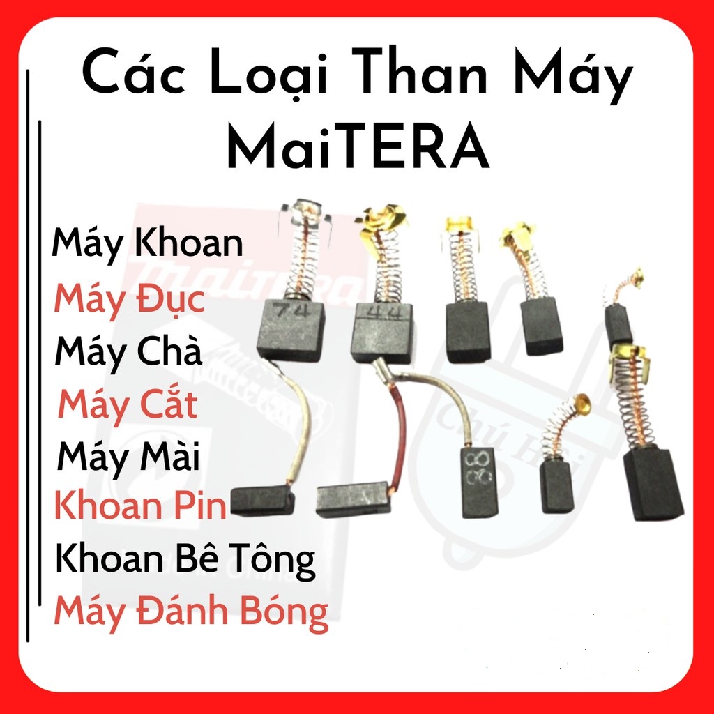 Chổi than 100% carbon dùng cho máy khoan, máy mài cầm tay, máy cắt sắt, máy đào, chà nhám