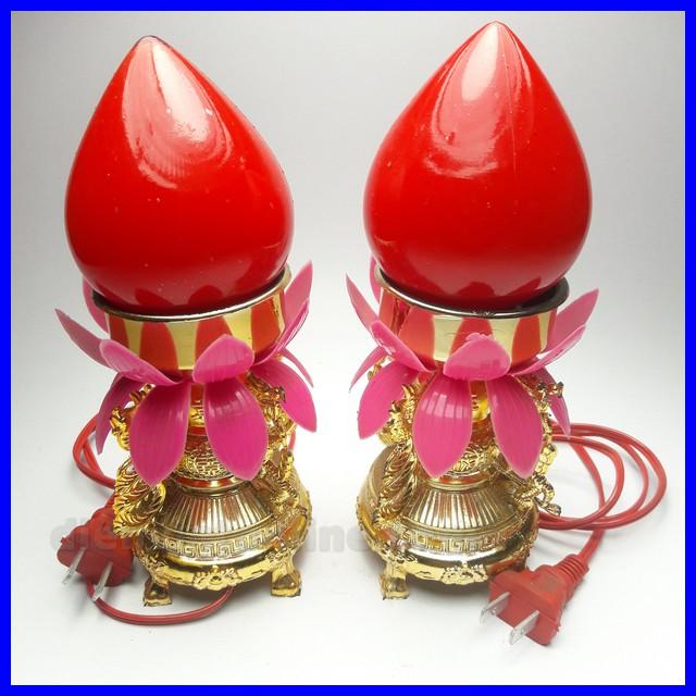 Đèn bàn thờ hình Sen Đào  cực đẹp ( 1 cặp ) - Điện Việt